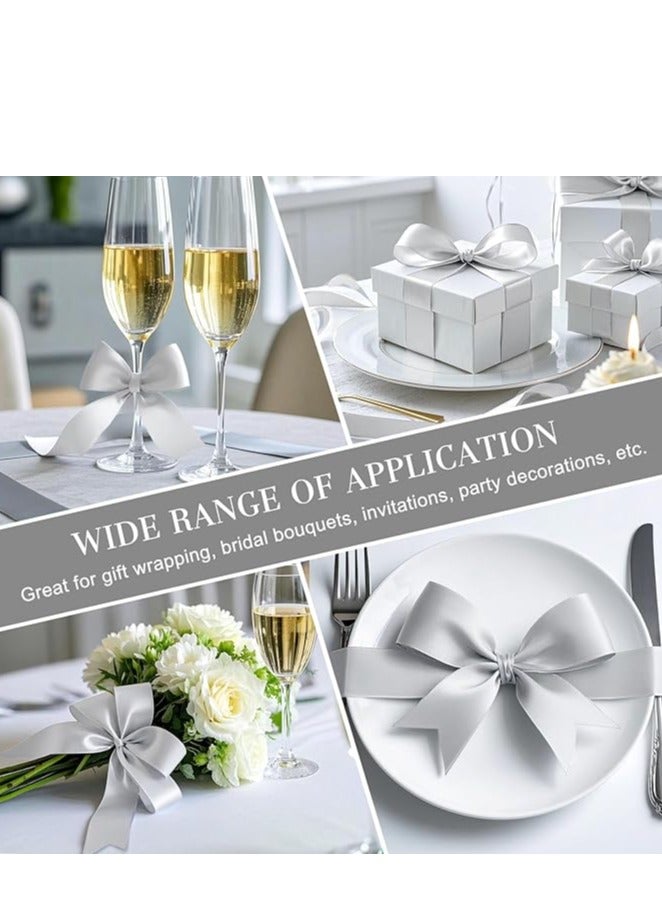 Silver Ribbon 1-1/2 Inch, 25 Yards Grey Satin Fabric Ribbons for Gift Wrapping, Christmas Garland, Christmas Tree Ornaments, Bows Making, DIY Crafts, Sewing Projects and Wedding Party - Image 5