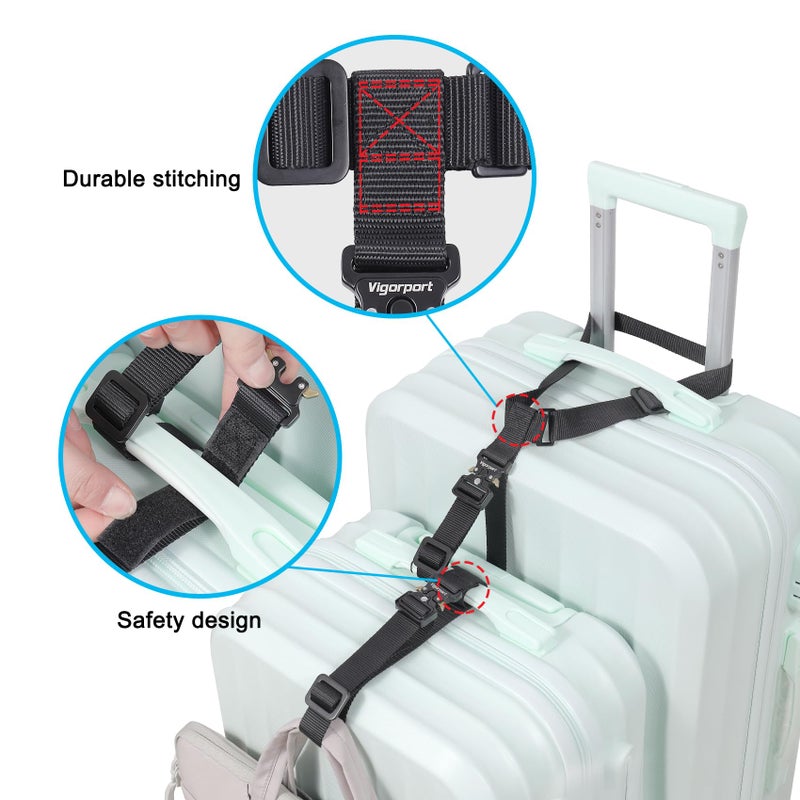 Vigorport Luggage Straps, Luggage Connector Straps for Suitcases Add A Bag and Connect Your 2 Suitcases Together Adjustable Attachment Accessories Belts (1'' Width S Size) - Image 3