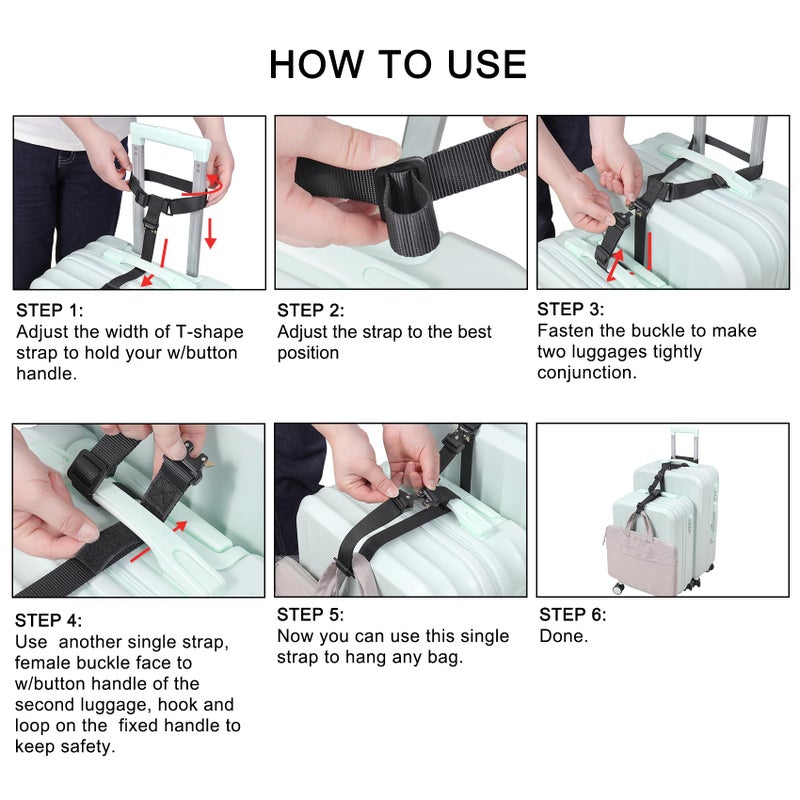 Vigorport Luggage Straps, Luggage Connector Straps for Suitcases Add A Bag and Connect Your 2 Suitcases Together Adjustable Attachment Accessories Belts (1'' Width S Size) - Image 5