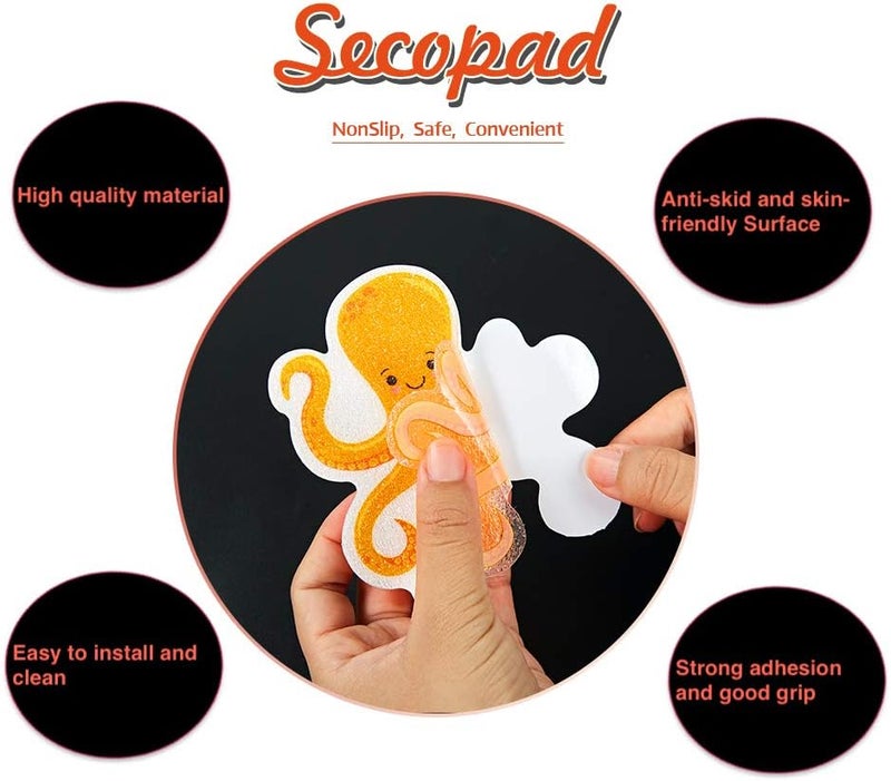 Secopad Non Slip Bathtub Stickers, 14 PCS Large Sea Adhesive Kids Anti Slip Decal Treads for Shower and Bath Tub with Premium Scraper - Image 2