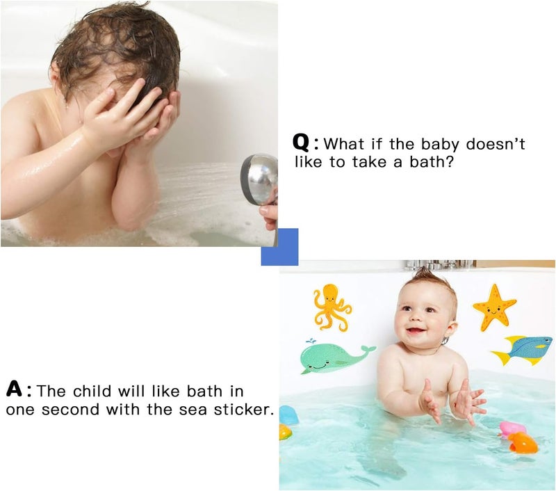 Secopad Non Slip Bathtub Stickers, 14 PCS Large Sea Adhesive Kids Anti Slip Decal Treads for Shower and Bath Tub with Premium Scraper - Image 3