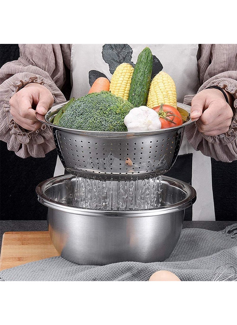 Mishrit - Mishrit 5 in 1 Graters & Slicer, Bowl with Strainer Bowl l Piller and Greater l Stainless Steel Bowl l Rice Strainer for Kitchen. - Image 1