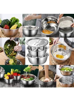 Mishrit Mishrit 5 in 1 Graters & Slicer, Bowl with Strainer Bowl l Piller and Greater l Stainless Steel Bowl l Rice Strainer for Kitchen.  - Image 5