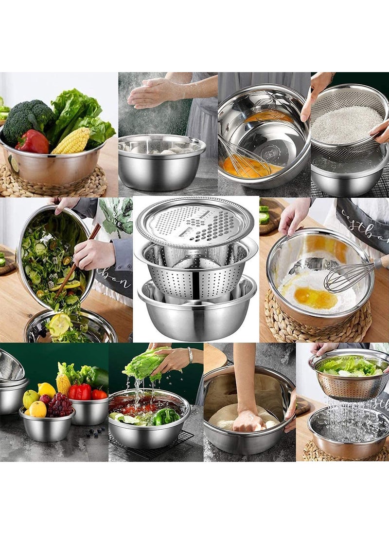 Mishrit - Mishrit 5 in 1 Graters & Slicer, Bowl with Strainer Bowl l Piller and Greater l Stainless Steel Bowl l Rice Strainer for Kitchen. - Image 1