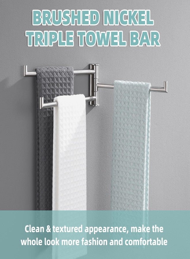 APLusee Brushed Nickel Swivel Towel Rack, 304 Stainless Steel Foldable Towel Bar with Three Swing Arm, Wall Mounted - Image 3