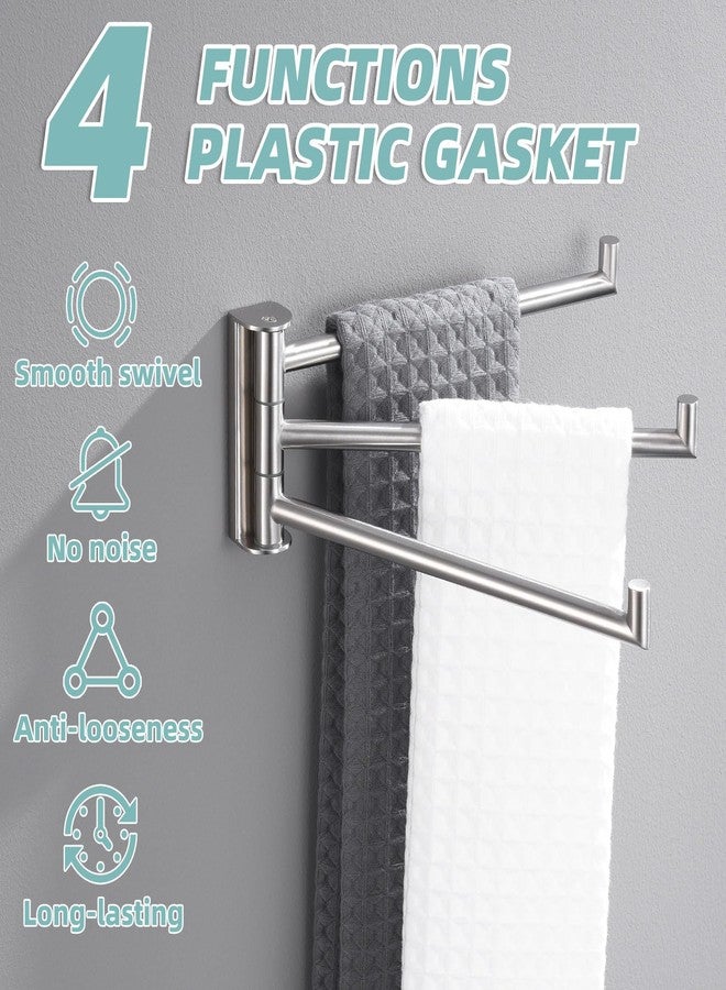 APLusee Brushed Nickel Swivel Towel Rack, 304 Stainless Steel Foldable Towel Bar with Three Swing Arm, Wall Mounted - Image 4