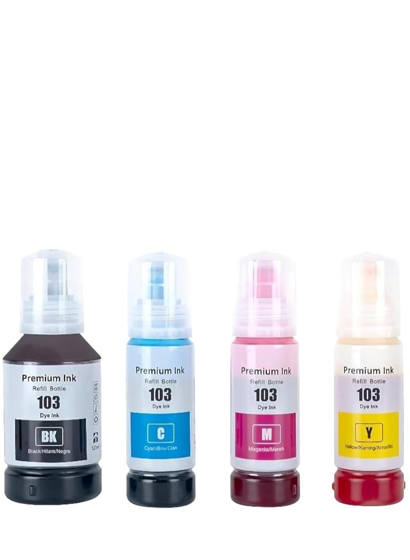 نيكسوفا زجاجات حبر تعبئة متوافقة مع طابعات Epson EcoTank L3110 L3150 L3250 L5290 مجموعة 4 ألوان أسود سماوي أرجواني أصفر 70 مل لكل زجاجة للاستخدام اليومي والمكتبي - Image 3