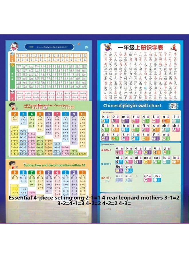 Primary School Chinese Aoe Pinyin Alphabet Wall Poster Initial Consonant Vowel Overall Recognition Syllable Pinyin Wall Chart-Color:【small Size】 42x 28.5cm-Specifications:【2 Photos】 Pinyin + Syllabl  - Image 5