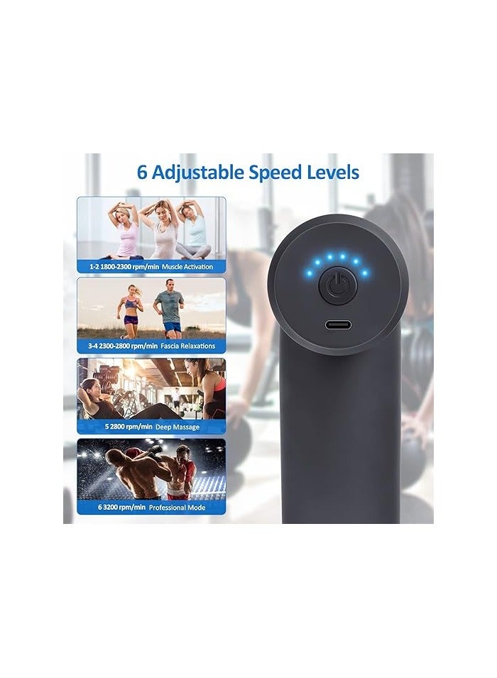 Muscle Massage Gun, Mini Massage Gun Professional Portable Massage Gun with Gun Low Noise Type C Charging 6 Speed 4 Massage Heads, Back and Neck Massager  - Image 2
