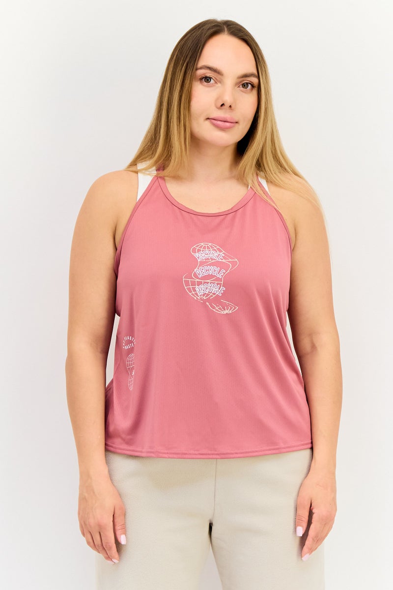 Adidas تي شيرت رياضي نسائي بلا أكمام للجري، وردي قديم - Image 1