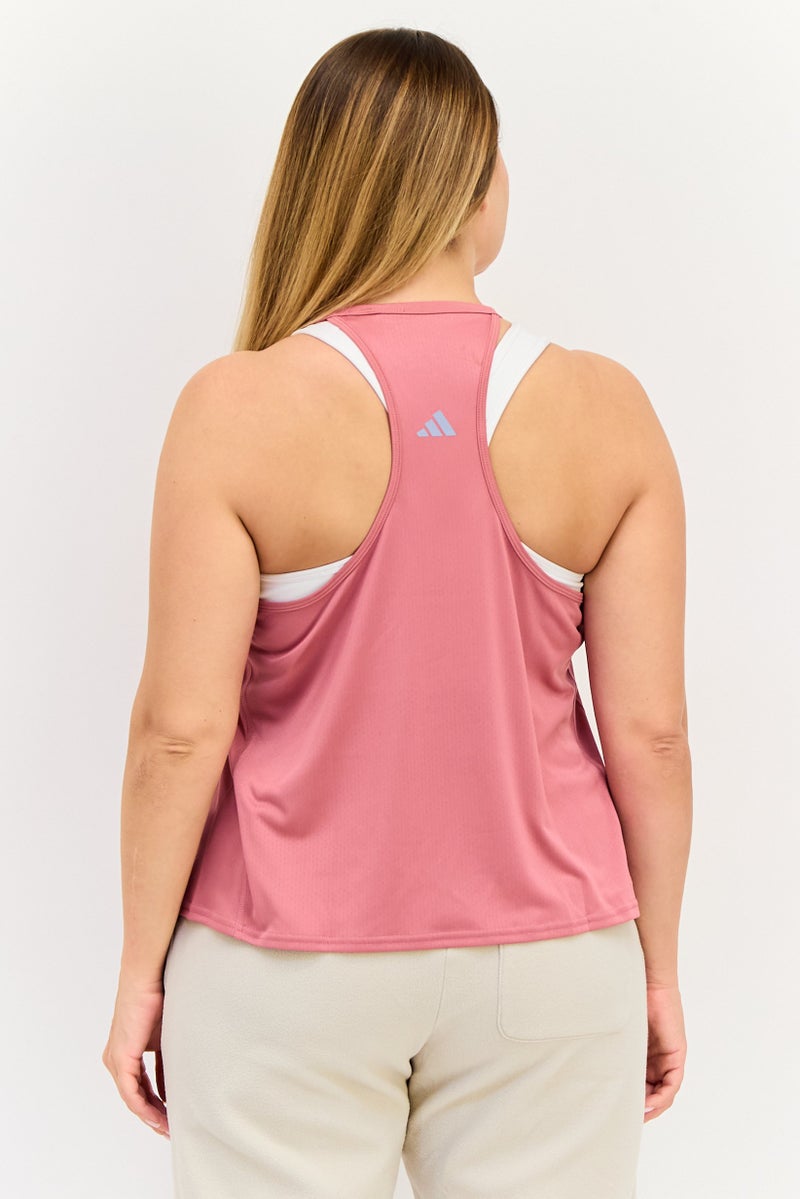 Adidas تي شيرت رياضي نسائي بلا أكمام للجري، وردي قديم - Image 3