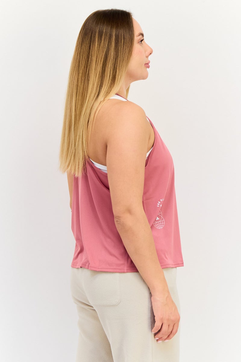 Adidas تي شيرت رياضي نسائي بلا أكمام للجري، وردي قديم - Image 2