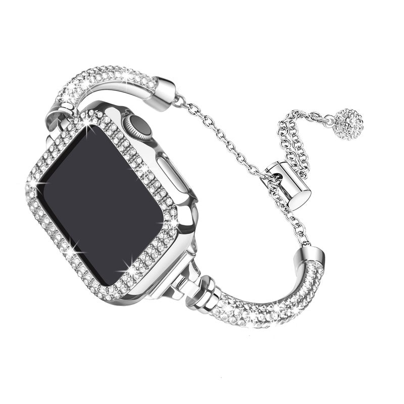 Bling Rhinestone-Free Bling Watch Strap Compatible with Apple Watch 42–49mm Series 9/8/7/SE/6/5/4/3/2/1 – Fashion Replacement Band - Image 1