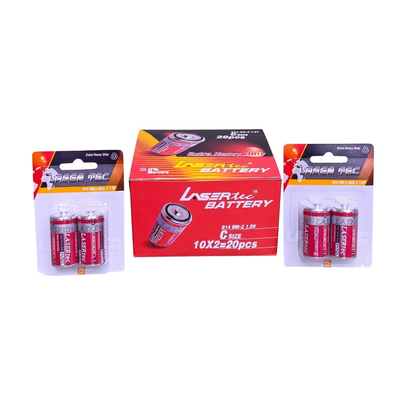 Lasertec C Size R14P Heavy-Duty Batteries – 2-Piece Pack