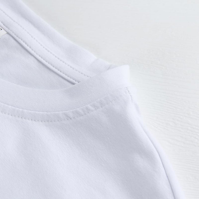 PRIMODA Women's Oversized Workout White Cropped T Shirts Crew Neck Short Sleeve Casual Loose Summer Crop Tee Tops Cotton, M - Image 4