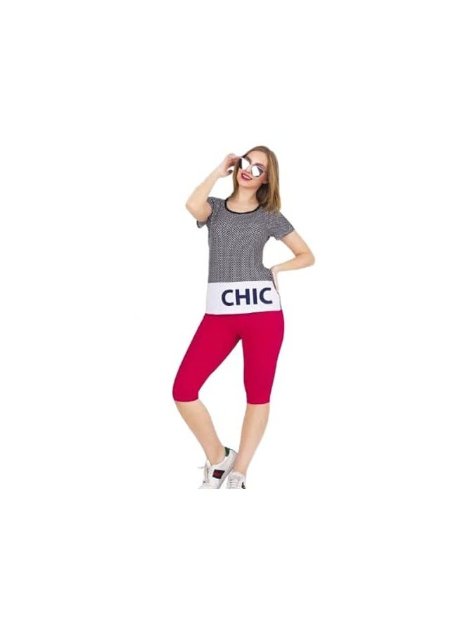 Teknur Women's Pajama Set – One Size Fits S-M-L, Made from Cotton & Lycra for Ultimate Comfort and a Stylish Look, Made in Turkey 