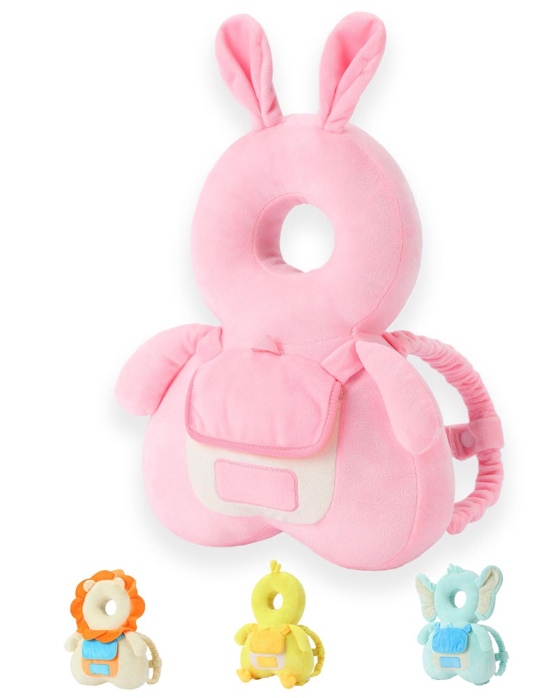 JunNeng Baby Head Protector Backpack with Squeakerï¼ŒToddler Head Safety Protection Cushion, Pink Bunny - Image 1