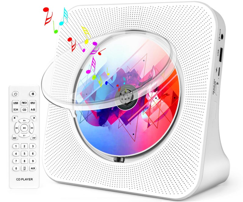 ROADOM Desktop CD Player with Speakers, ROADOM Home Bluetooth CD Player with Hi-Fi Stereo Sound,Remote Control,Supports CD/Bluetooth/FM Radio/U Disk/AUX/Timer/Repeat - Image 1