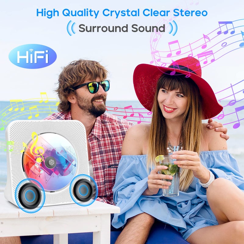 ROADOM Desktop CD Player with Speakers, ROADOM Home Bluetooth CD Player with Hi-Fi Stereo Sound,Remote Control,Supports CD/Bluetooth/FM Radio/U Disk/AUX/Timer/Repeat - Image 5