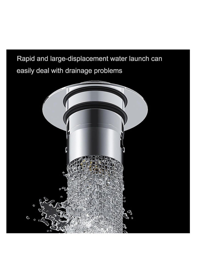 Sink Plug, Easy Bathroom Drain Strainer, Kitchen Stopper, Stainless Steel Removable Deep Waste Basket and Sealing Lid, Universal 2 in 1 Pop up Strainer (2 PCS) - Image 5