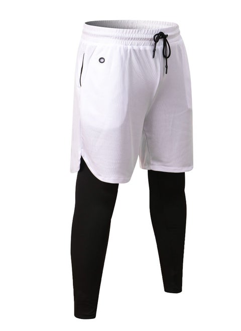 Men Quick Dry Breathable Elastic Running Trousers White