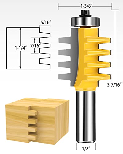 Jooyle 1/2-Inch Shank Tongue and Groove Router Bits Set & Reversible Finger Joint Router Bit, 3 Pack Router Bit Set, Woodworking Chisel Cutter for Density Boards, Solid Wood, MDF, Chipboard, Splints, Etc - Image 5