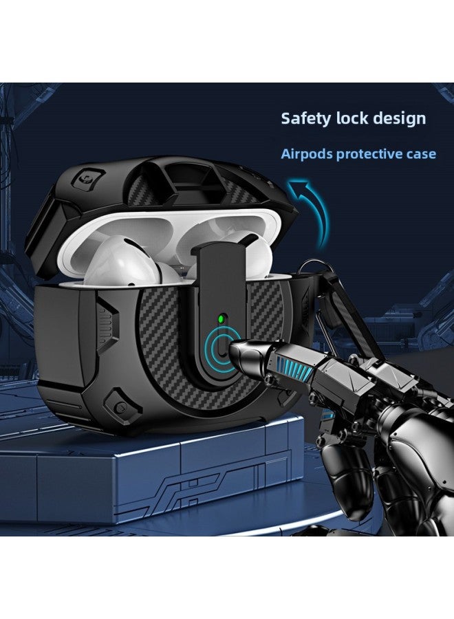 Loquat Suitable For Airpodspro Second Generation For AppleHeadset Protective Case Simple Mecha With Switch Wireless Charging Third Generation Drop-proof-Color:black And White-Model:airpods 1/2 Generation  - Image 2