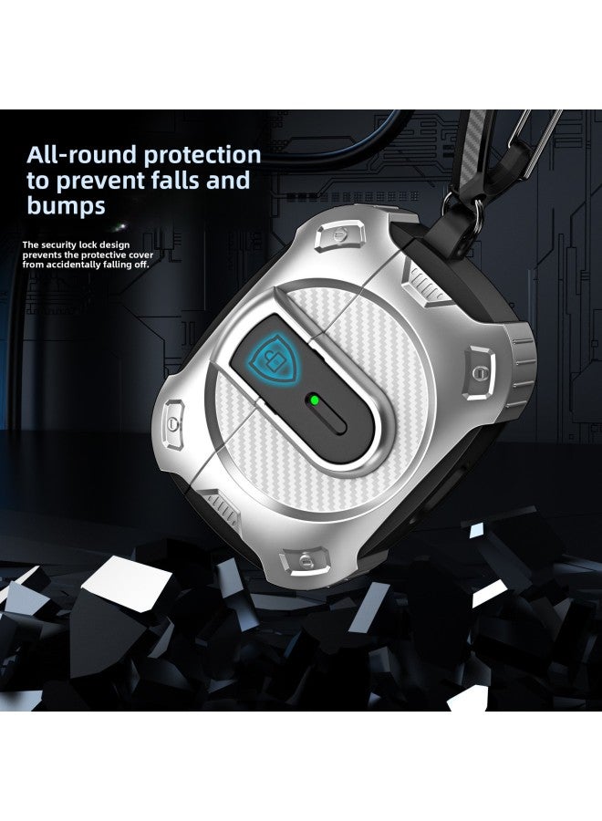 Loquat Suitable For Airpodspro Second Generation For AppleHeadset Protective Case Simple Mecha With Switch Wireless Charging Third Generation Drop-proof-Color:black And White-Model:airpods 1/2 Generation  - Image 4