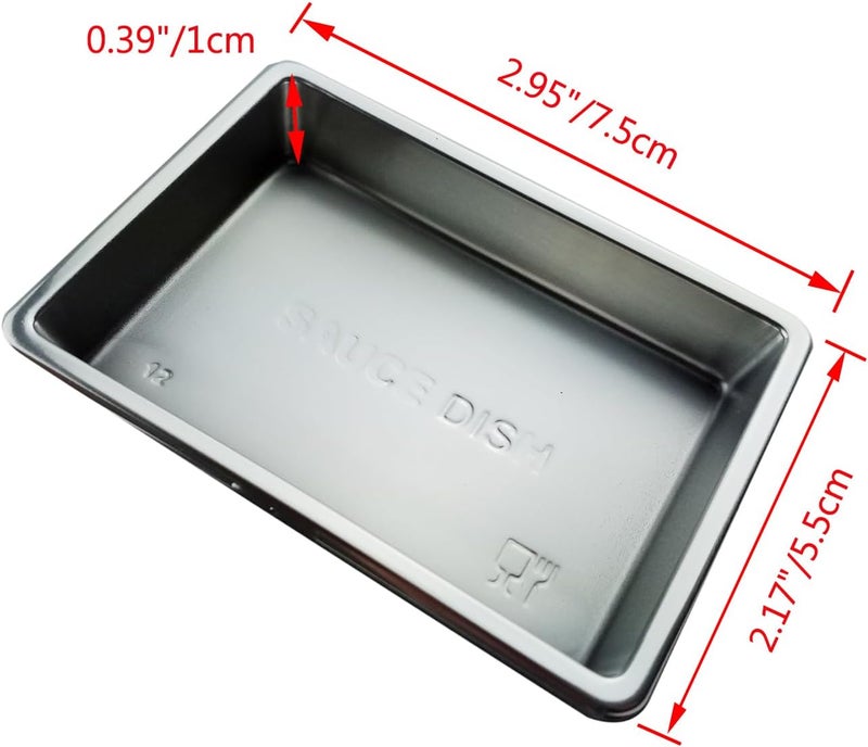 LoveDeal 100 عبوة أطباق صلصة الصويا البلاستيكية المستطيلة أطباق صلصة قابلة للتصرف لتغميس صلصة السوشي الساخنة مجموعة أطباق تقديم الصلصة أطباق التوابل لأطباق المقبلات للشواء والسلطة فضي - Image 2