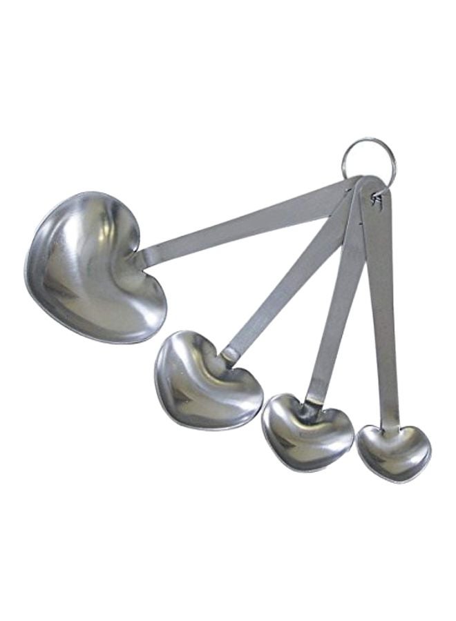 NIBEMINENT 4-Piece Heart Shaped Spoon Set Silver - Image 1