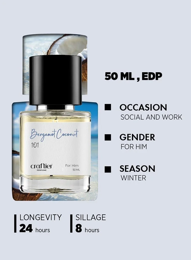 Craftier Perfume Inspired-Le Beau BERGAMOT COCONUT - Inspired of-LE BEAU, Eau De Parfum for Men - 50ml, Long Lasting Sweety Fragrance Upto 24 Hrs, Travel Size Men's Perfume for Men | Best Price UAE