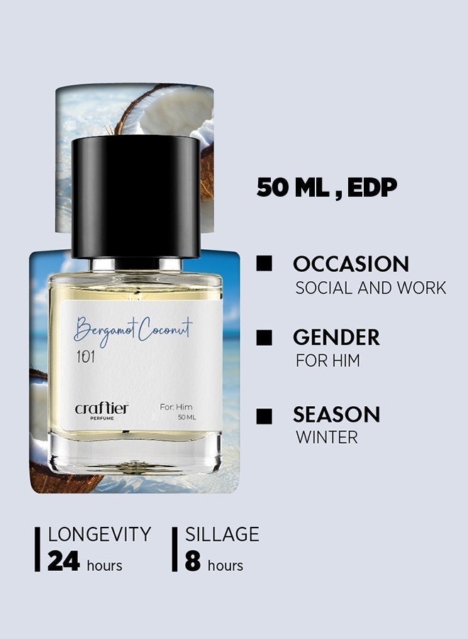 Craftier Perfume BERGAMOT COCONUT - Inspired of-LE BEAU, Eau De Parfum for Men - 50ml, Long Lasting Sweety Fragrance Upto 24 Hrs, Travel Size Men's Perfume - Image 4