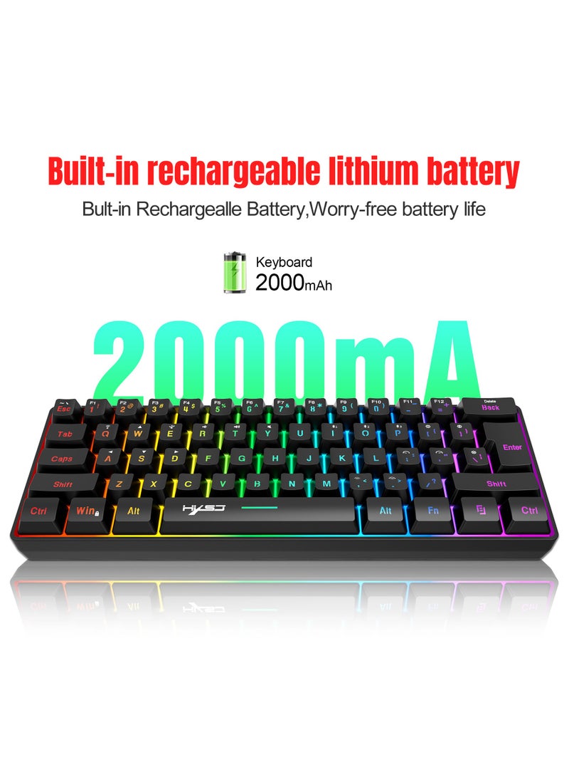 HXSJ L500 Wired/Wireless/Bluetooth Tri Modes Gaming Keyboard and T90 Wireless Gaming Mouse Set  - Image 5