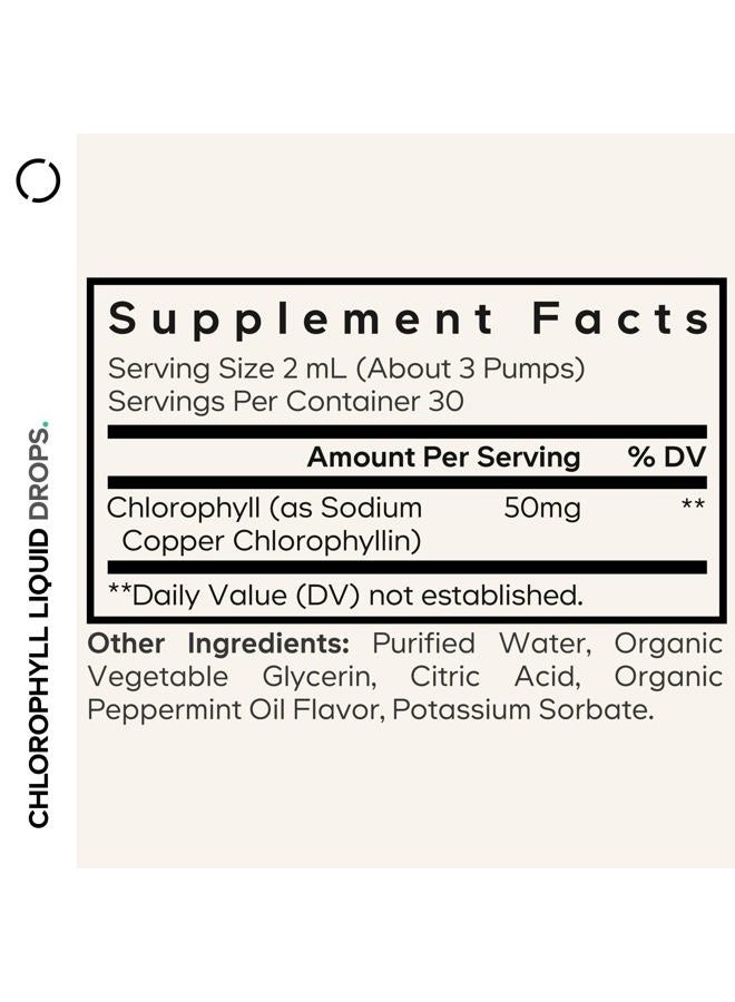 Codeage Chlorophyll Liquid Drops Supplement - Vegan Chlorophyll 50 mg per Serving, Liquid Chlorophyll Water, Organic Peppermint Flavor Clorofila Drink - Non-GMO, Gluten-Free, Vegan - 2 fl oz - Image 2