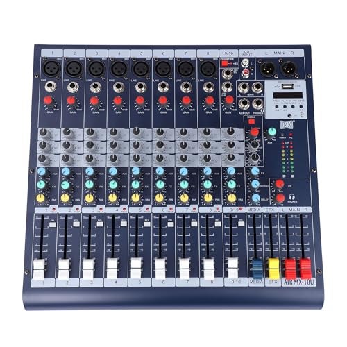 MX 10-Channel Professional Audio Mixer with Bluetooth, USB, MP3 Playback & Stereo/Mic Line Inputs – DJ Console for Live Sound, Recording, and Karaoke - Image 1