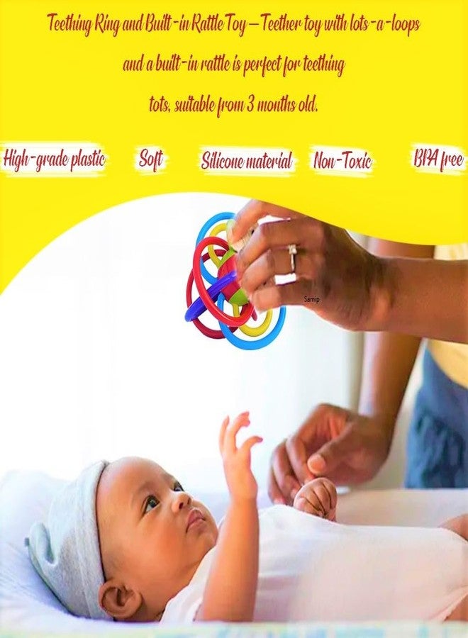 Samip Loops Teething Ring - Teether Rings with Rattle Sound Toys for New Born Baby, Silicone Rings Loop Teether for Baby, Infant Teething Ring Toys (Multicolor) - Image 3