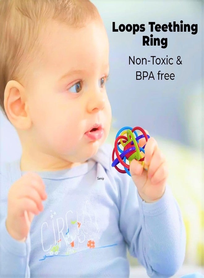 Samip Loops Teething Ring - Teether Rings with Rattle Sound Toys for New Born Baby, Silicone Rings Loop Teether for Baby, Infant Teething Ring Toys (Multicolor) - Image 4