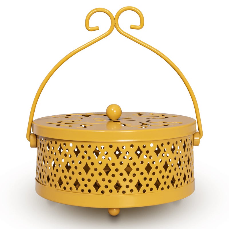MyLifeUNIT Mosquito Coil Holder Retro Portable Mosquito Incense Burner for Home and Camping Yellow