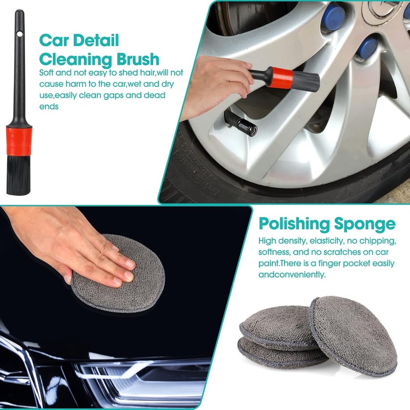 Auspicious Car Care Cleaning Set, Car Cleaning Set, Car Care Kit, Car Cleaner Set Outdoor, Car Wash Set with Tyre Brush, Multi-Purpose Cleaning Cloths, for Car, Motorcycle, Indoor and Outdoor Household Cleaning - Image 4
