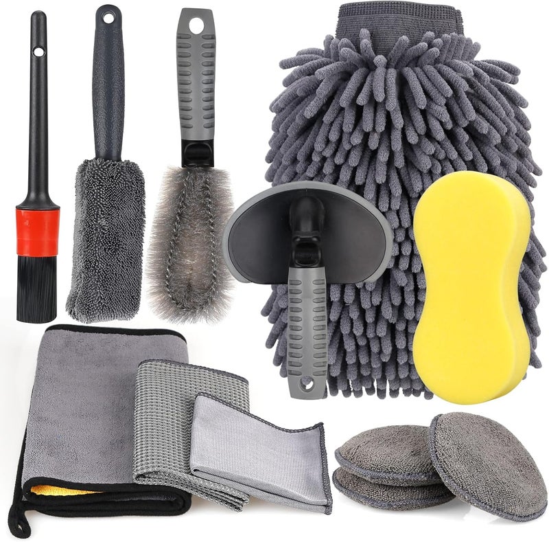 Auspicious Car Care Cleaning Set, Car Cleaning Set, Car Care Kit, Car Cleaner Set Outdoor, Car Wash Set with Tyre Brush, Multi-Purpose Cleaning Cloths, for Car, Motorcycle, Indoor and Outdoor Household Cleaning - Image 1