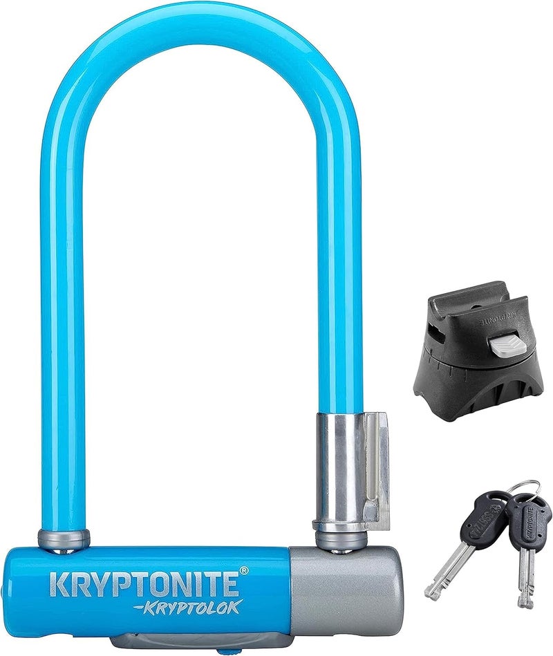 Kryptonite Kryptolok Mini-7 Bike U-Lock, Heavy Duty Anti-Theft Bicycle U Lock, 12.7mm Shackle with Mounting Bracket and Keys, High Security Lock for Bicycles Scooters, Light Blue - Image 1