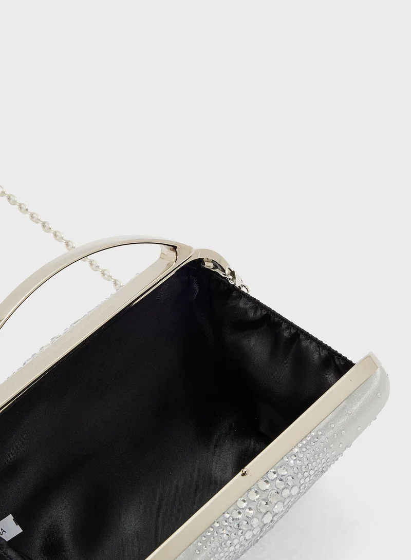 Ella Limited Edition Diamante Clutch With Metal Handle