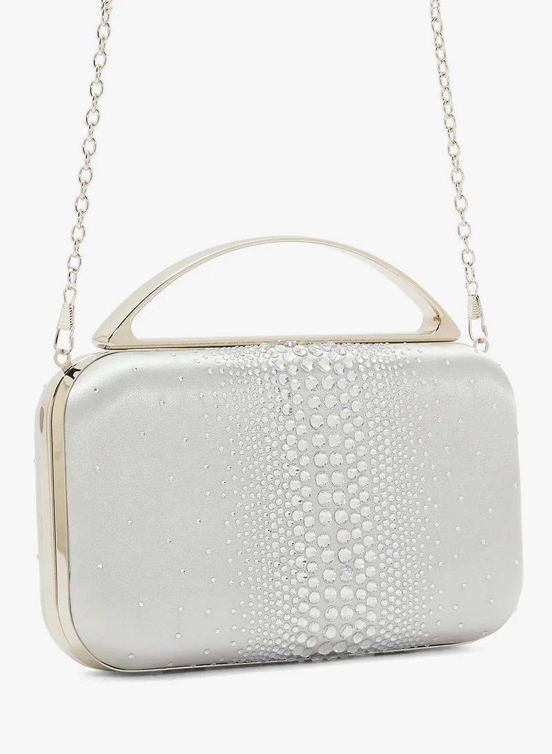 Ella Limited Edition Silver Diamante Clutch With Metal Handle for Women | Best Price UAE