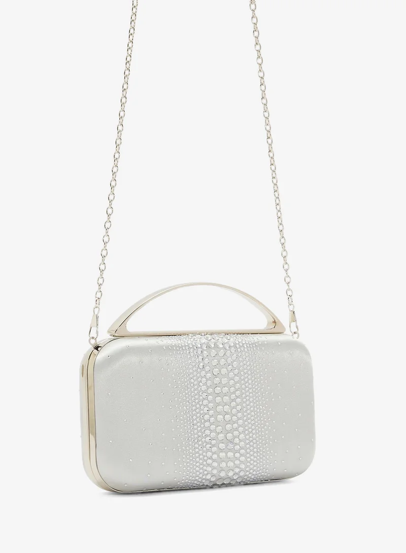 Ella Limited Edition Silver Diamante Clutch With Metal Handle for Women | Best Price UAE
