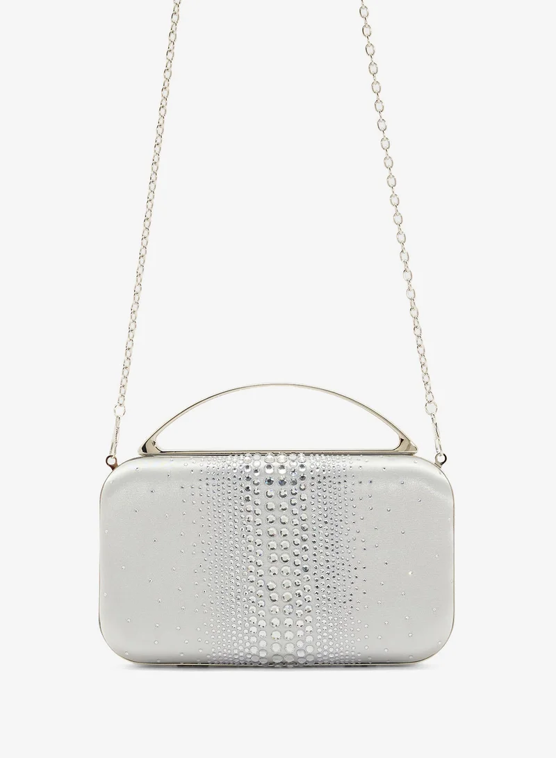 Ella Limited Edition Silver Diamante Clutch With Metal Handle for Women | Best Price UAE