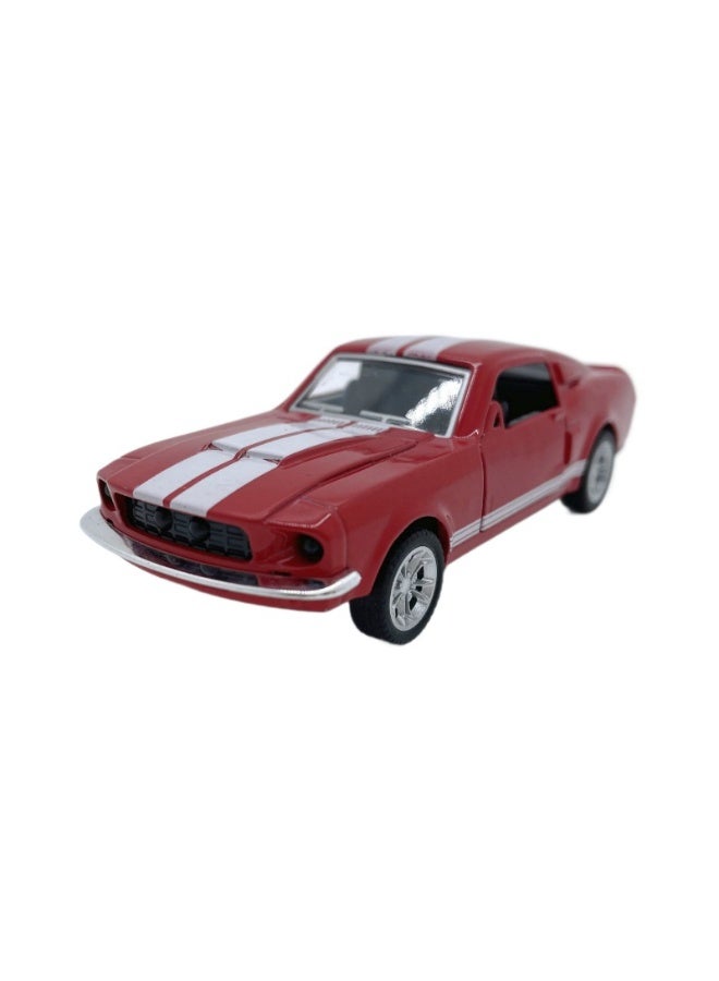 هالامودو مقياس 1:32 فورد شيلبي موستانج موستانج موديل سبائك السيارات الكلاسيكية، لعبة سيارة ذات عضلات مع أبواب مفتوحة، سبيكة زنك دي -كاست لعبة سحب الظهر، هدية زينة للأولاد والفتيات، لعبة أطفال قابلة للتحويل، أحمر/أبيض، 13.5*4.5*3.5 سم - Image 1