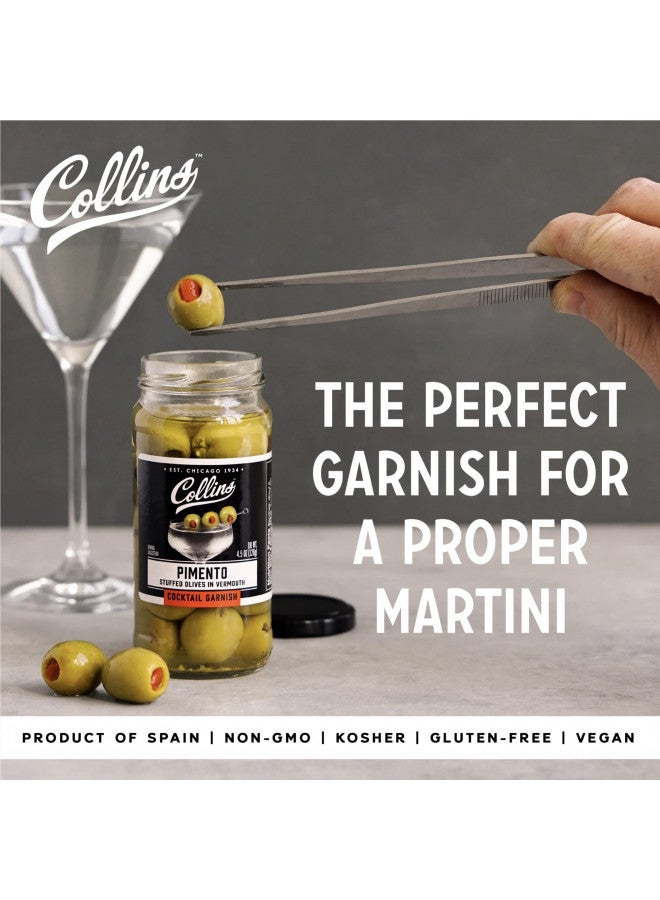 Collins Gourmet Vermouth Pimento Olives | Premium Garnish for Cocktails, Martinis, Drinks, Salads, Snack Trays, Charcuterie, and Cheese Spreads, 5oz - Image 1