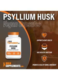 BULKSUPPLEMENTS.COM Psyllium Husk Capsules Fiber Supplement For Digestive Support Vegan Unflavored Gluten Free 2 Capsules Per Serving 4Month Supply (240 Veg Capsules)  - Image 4