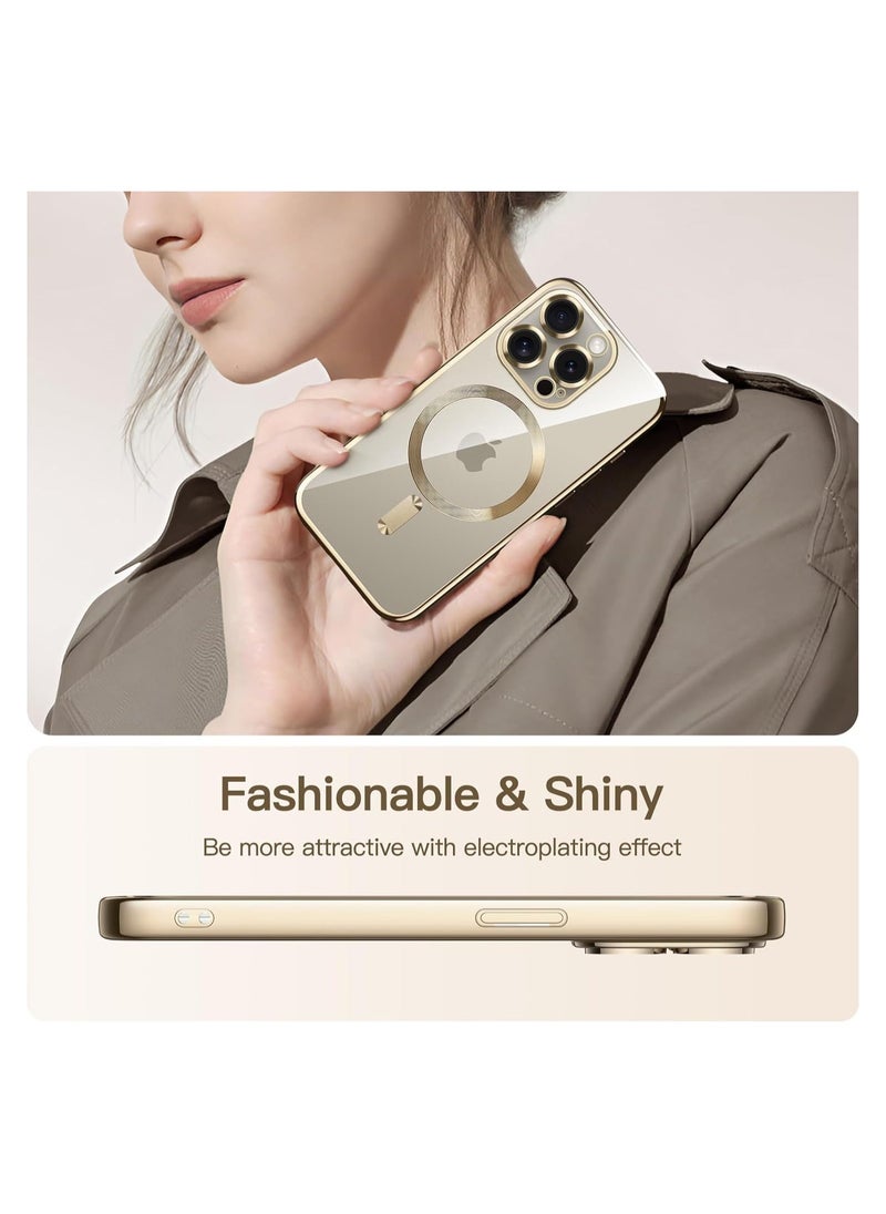 Raxoom Electroplated Case for iPhone 15 Pro Max 6.7-Inch, Camera Lens Full Protection, Compatible with MagSafe Wireless Charging, Shockproof Soft TPU Phone Cover (Gold) - Image 5