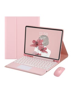 Generic Suitable For IPadAir6 Tablet Protective Cover 2024pro13 With Pen Slot Magnetic Bluetooth Keyboard Silicone Tablet Shell-Color:Protective Case + Round Key Touch Keyboard + Dual-mode Mouse Pink-Applicable Model:2022iPad 10 Generation-10.9  - Image 1